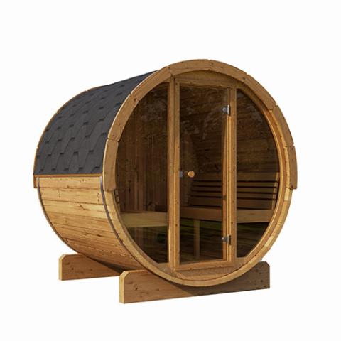 SaunaLife Model E7G Sauna Barrel Glass Front ERGO Series Sauna Barrel 71"x81" Glass Front