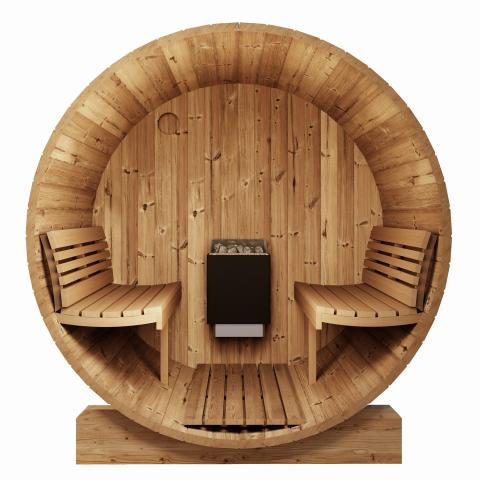 SaunaLife Model E7G Sauna Barrel Glass Front ERGO Series Sauna Barrel 71"x81" Glass Front