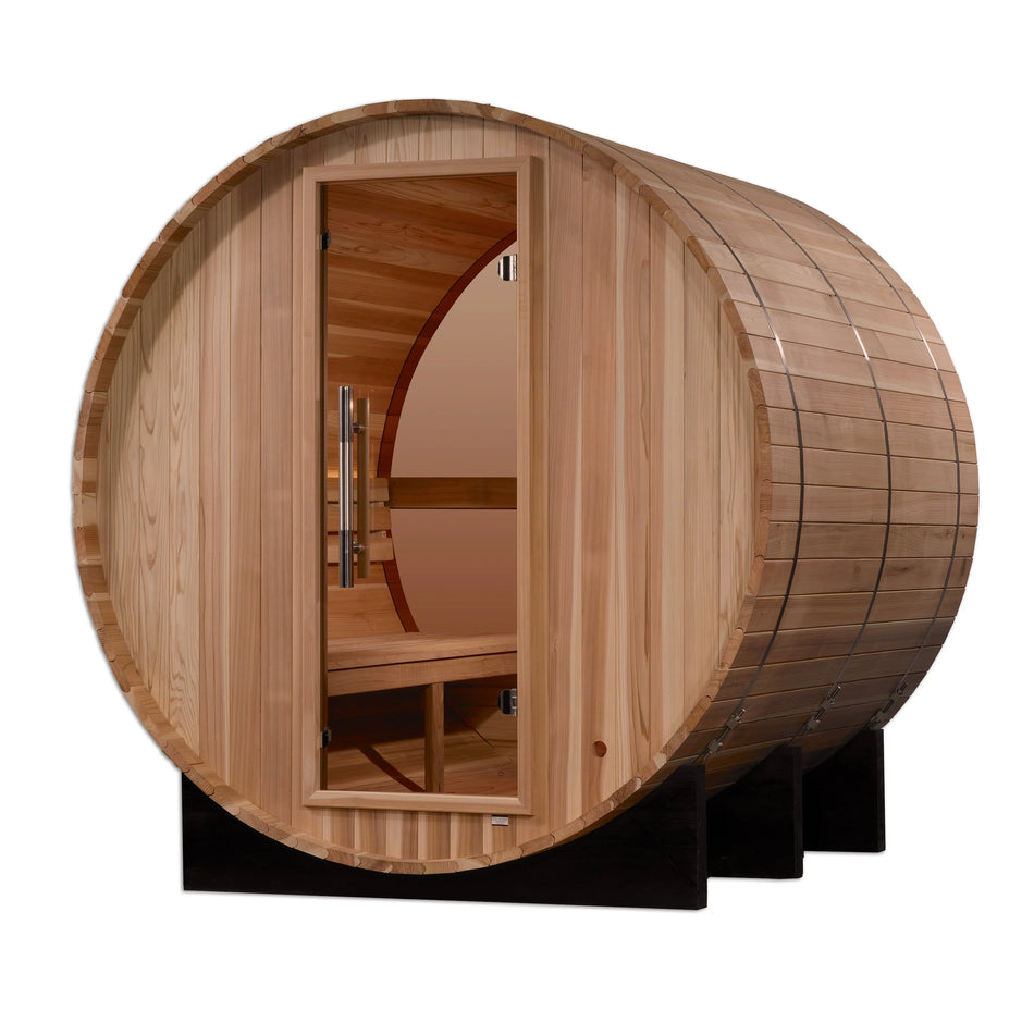 Zurich 4 Person Barrel with Bronze Privacy View Traditional Sauna