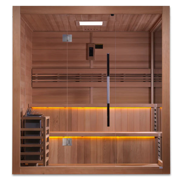 2023 "Kuusamo Edition" 6 Person Indoor Traditional Steam Sauna / Canadian Red Cedar Interior
