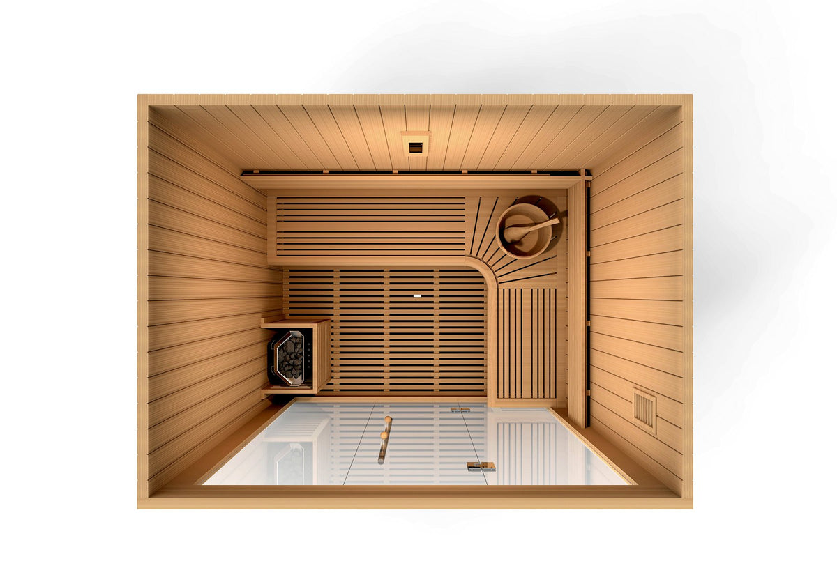 Copenhagen 3 Person Indoor Traditional Steam Sauna Canadian Red Cedar / IN STOCK