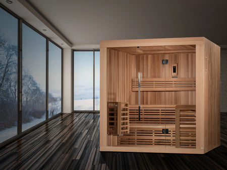 Osla 6 Person Indoor Traditional Steam Sauna Canadian Red Cedar / IN STOCK