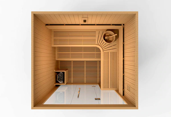 Osla 6 Person Indoor Traditional Steam Sauna Canadian Red Cedar / IN STOCK