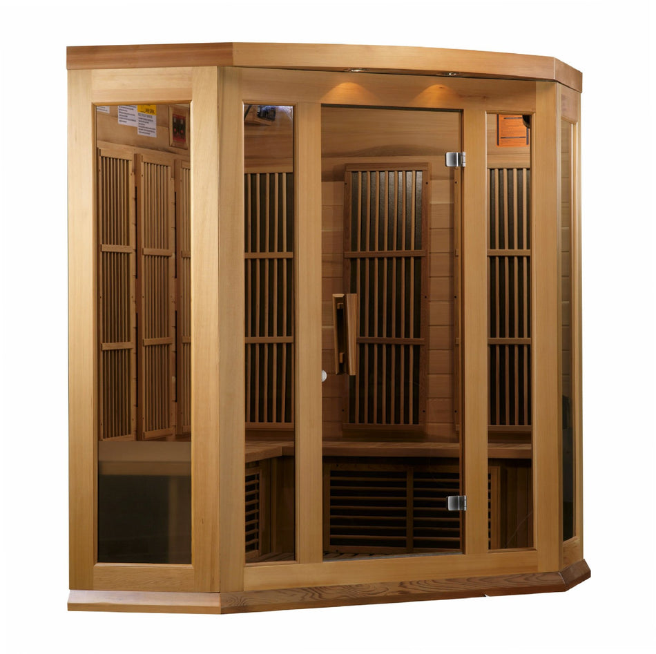 Maxxus Chaumont 3 Person Corner Near Zero EMF Infrared Sauna- Promo Code "CALMSPAS50" for $50 Off / IN STOCK