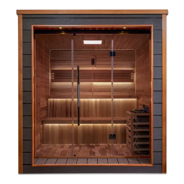Kaarina 6-Person Outdoor-Indoor Traditional Sauna w/ Red Cedar Wood Interior